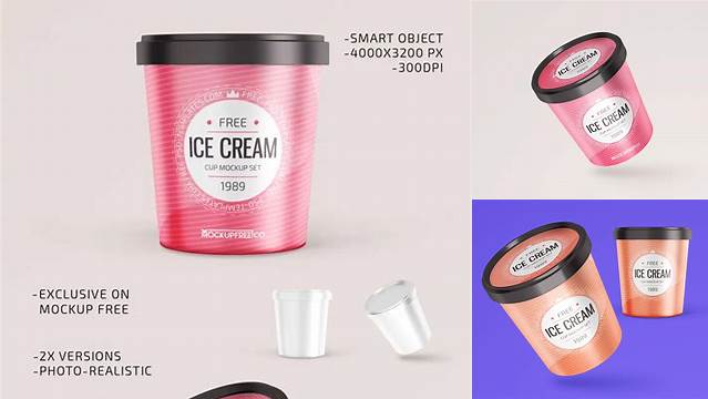 1757+ Matte Ice Cream Round Box PSD Mockup Free PSD for Creatives