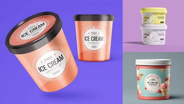 1761+ 16oz Ice Cream Packaging PSD Mockup Smart Object PSD Template