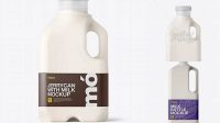 1761+ Frosted Plastic Jug With Milk PSD Mockup Side View PSD Download