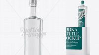 1763+ 500ml Square Clear Glass Vodka Bottle PSD Mockup Half Side View Exclusive Layered PSD Mockup