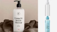 1763+ Clear Cosmetic Bottle with Pump PSD Mockup Fully Customizable Mockup PSD Free