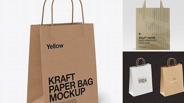 1763+ Kraft Bag with Twisted Paper Handles PSD Mockup Elegant Free Template