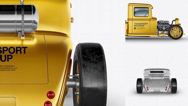 1763+ Metallic Hot Rod PSD Mockup Back View Premium Design Freebie