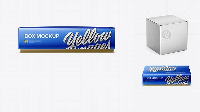 1765+ Metallic Paper Box Front View Fully Customizable Photoshop Freebie