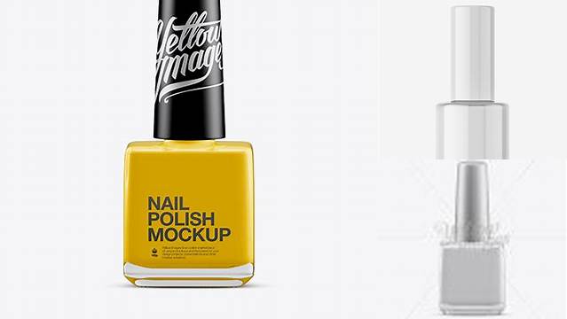 1773+ Glossy Nail Polish Square Bottle with Matte Cap PSD Mockup Unique Free Photoshop Files