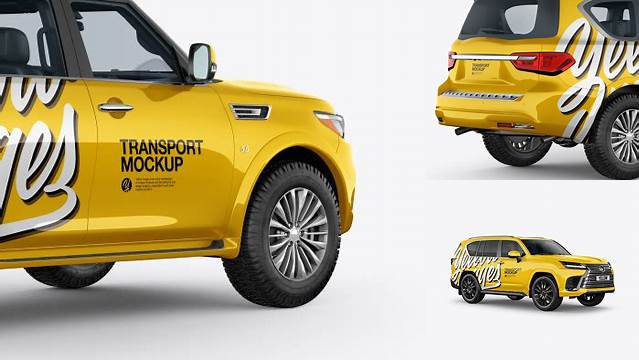 1774+ Full-Size Luxury SUV PSD Mockup Back Half Side View Exclusive Free PSD Mockups