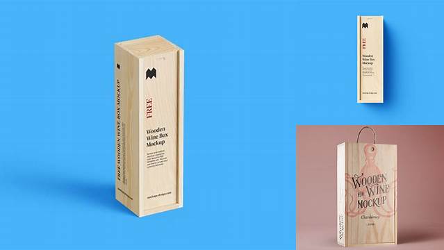 1777+ Wooden Wine Box PSD Mockup Half Side View Download Free PSD