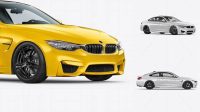 1778+ BMW M4 PSD Mockup Half Side View Professional Quality Freebie PSD File