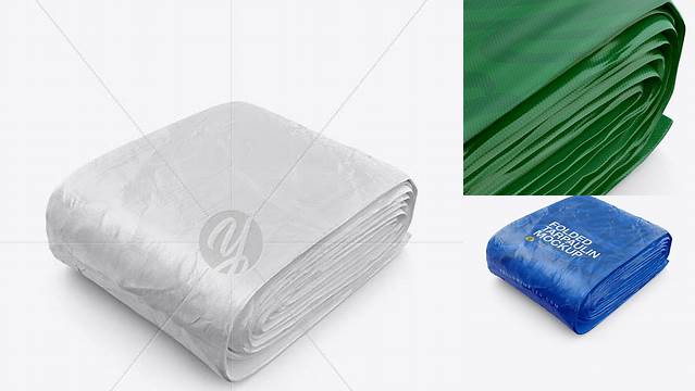 1782+ Folded Tarpaulin PSD Mockup Half Side View High-Angle Shot Layered PSD for Easy Editing