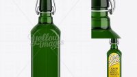 1785+ Liquor Green Bottle PSD Mockup with Flip-Top Cap Front View Unique High-Resolution PSD