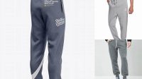 1785+ Men's Cuffed Sweatpants PSD Mockup Back Left Half-Side View Versatile Mockup for Designers