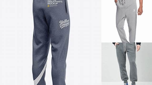 1785+ Men's Cuffed Sweatpants PSD Mockup Back Left Half-Side View Versatile Mockup for Designers