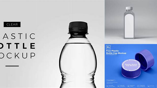 1785+ Plastic Bottle with Transparent Cap PSD Mockup Front View Customizable PSD Templates