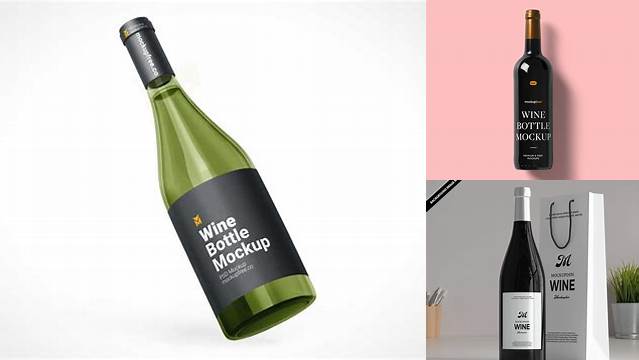 1788+ Bag With Wine Bottle PSD Mockup Front View Unique and Creative Free PSD File