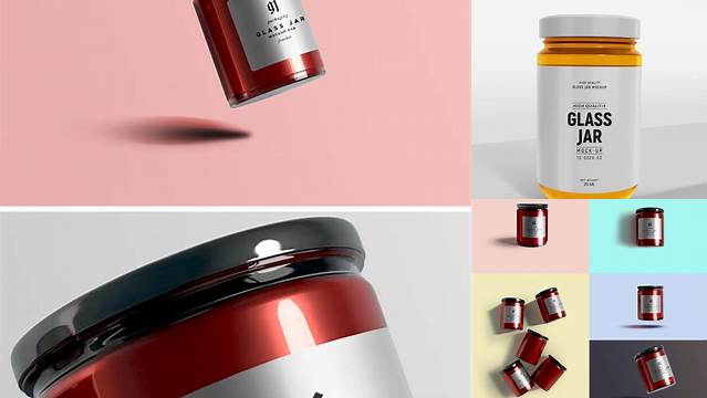 1791+ Glossy Jar PSD Mockup High-Angle Shot Free Stylish PSD for Graphic Designers