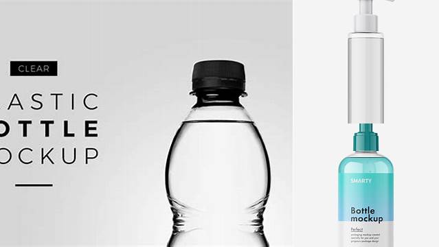 1792+ Clear Plastic Bottle with Pump PSD Mockup Front View Free Professional PSD Download