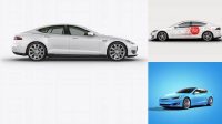 1792+ Tesla Model S PSD Mockup Side View Smart Layer Mockup Free