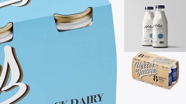 1795+ 8 Pack Dairy Bottle PSD Mockup Half Side View High-Angle Shot Digital Resource Free Download