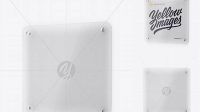 1796+ Square Frosted Glass Nameplate with Round Corners PSD Mockup Half Side View Creative Layered Design File