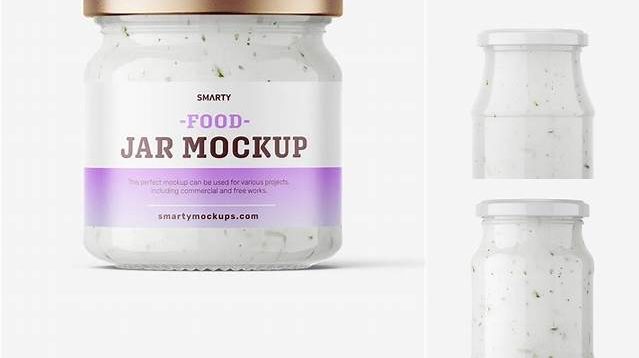 1799+ Garlic Sauce Jar PSD Mockup Smart Object Free Photoshop File