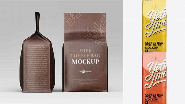 1802+ Foil Coffee Bag With Valve PSD Mockup Front View Elegant and Stylish Free PSD