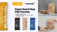 1803+ Kraft Snack Bag PSD Mockup Elegant Free Graphic Resource