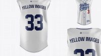 1804+ Baseball Sleeveless Shirt PSD Mockup Back View Modern Photoshop Resource