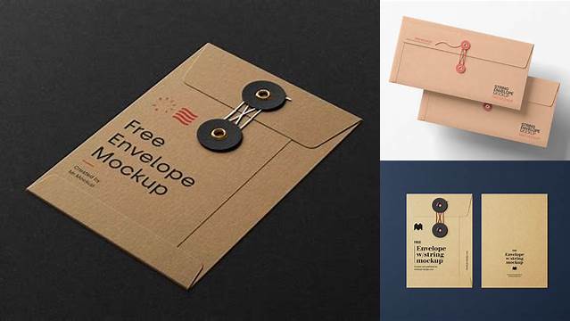 1804+ Paper Envelope With String Closure PSD Mockup Elegant High-Resolution Design File