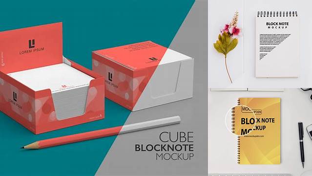 1806+ Cube Block Note Mockup Free Download Free