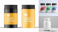 1809+ Glossy Pills Bottle With Metal Cap PSD Mockup Professional Quality PSD Freebie