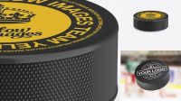 1809+ Hockey Puck PSD Mockup High-Angle Shot Modern Photoshop Resource