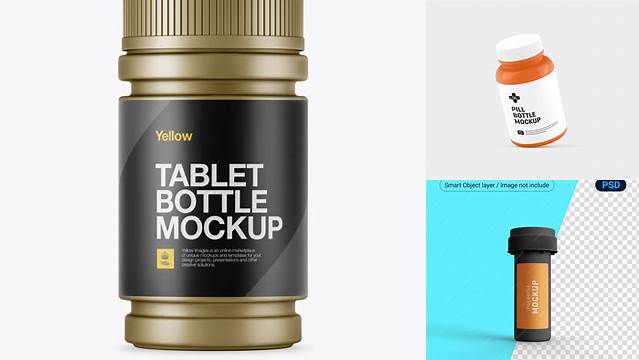 1809+ Matte Metallic Pill Bottle PSD Mockup Exclusive Layered PSD Mockup