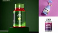 1812+ Green Bottle With Capsules PSD Mockup Stylish PSD for Free