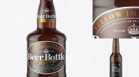 1814+ 330ml Amber Glass Lager Beer Bottle with Foil PSD Mockup Layered Photoshop Template