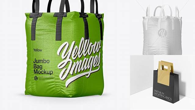 1815+ Jumbo Bag PSD Mockup Half Side View Advanced and Editable PSD Template Free