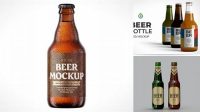 1819+ Amber Glass Beer Bottle PSD Mockup Fully Layered Photoshop Freebie