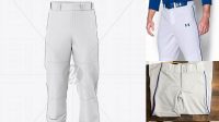 1819+ Fit Piped Baseball Pants Front View Mockup PSD Free Download