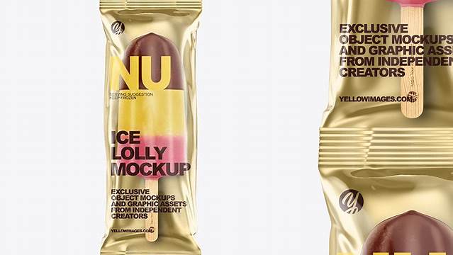 1820+ Fruit Ice Lolly in Milk Chocolate PSD Mockup Premium Mockup Freebie