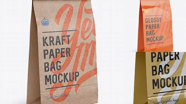 1821+ Metallic Paper Food/Snack Bag PSD Mockup Halfside View Exclusive Free Photoshop Mockup