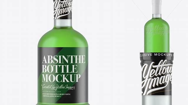 1825+ Frosted Glass Absinthe Bottle PSD Mockup High-Quality Creative PSD