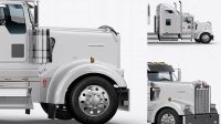 1826+ Kenworth Refrigerator Truck HQ PSD Mockup Side View Elegant Design Mockup PSD