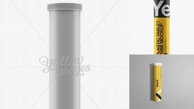 1827+ Matte Plastic Effervescent Tablets Tube PSD Mockup Eye-Level Shot High-Quality Digital Mockup Resource