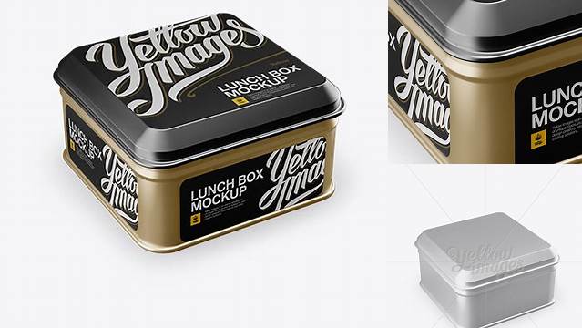 1827+ Metallic Square Box PSD Mockup Half Side View High-Angle Shot Unique and Editable PSD