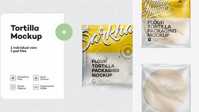 1828+ White Corn Tortillas Packaging PSD Mockup Free Editable Photoshop Template