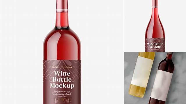 1829+ Clear Glass Bottle with Red Wine HD PSD Mockup Free PSD for Designers