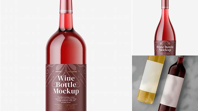 1829+ Clear Glass Bottle with Red Wine HD PSD Mockup Free PSD for Designers