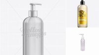 1838+ Clear PET Boston Round Bottle with Lotion Pump PSD Mockup Easy-to-Edit Photoshop Freebie