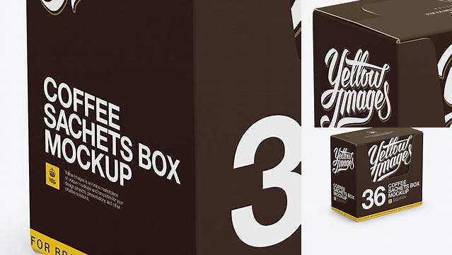 1843+ Closed 36x Sachets Box PSD Mockup Halfside View Editable Photoshop Free Mockup