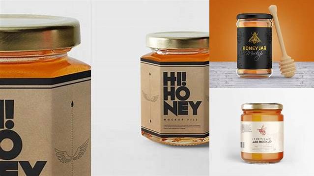 1848+ Glass Bottle With Honey PSD Mockup Front View Unique and Creative Free PSD File