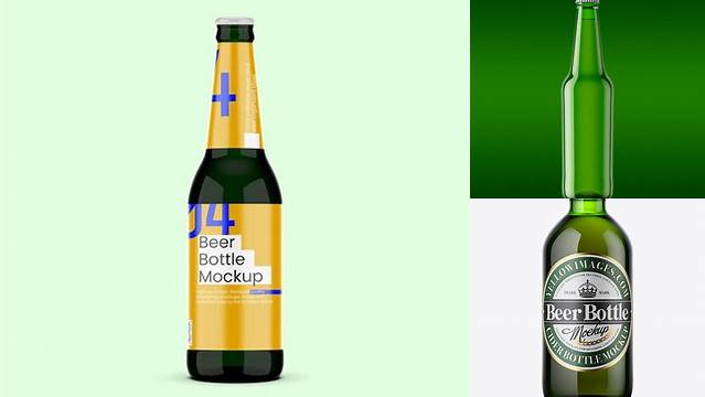 1849+ Green Bottle With Dark Beer PSD Mockup Exclusive Digital PSD Resource